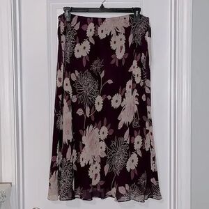 Floral A-Line Skirt - Purple and Cream